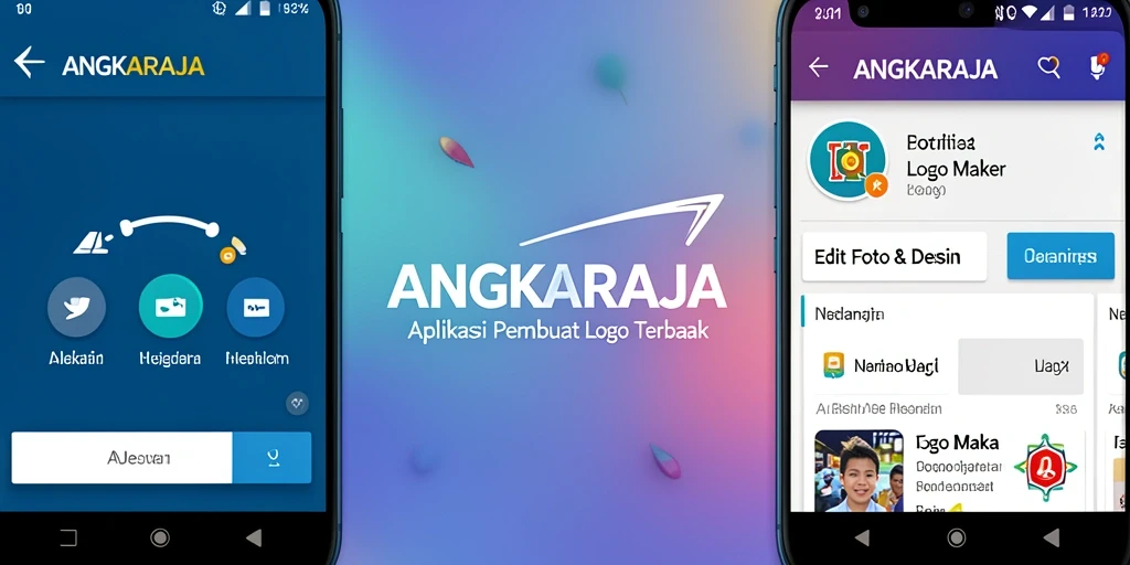 Antarmuka aplikasi <strong>ANGKARAJA</strong> dengan fitur pembuat logo yang intuitif.