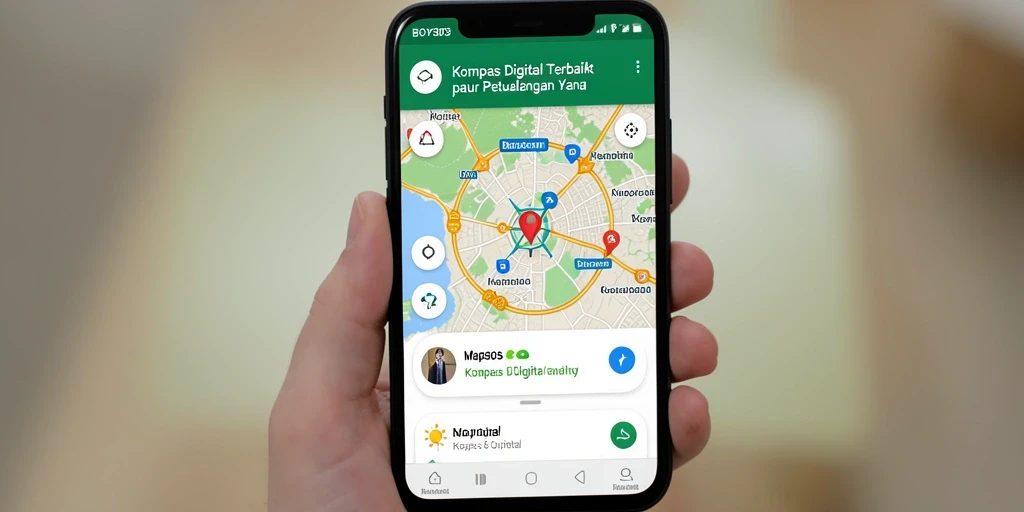 Antarmuka utama BOY303 menampilkan kompas digital dan informasi cuaca.