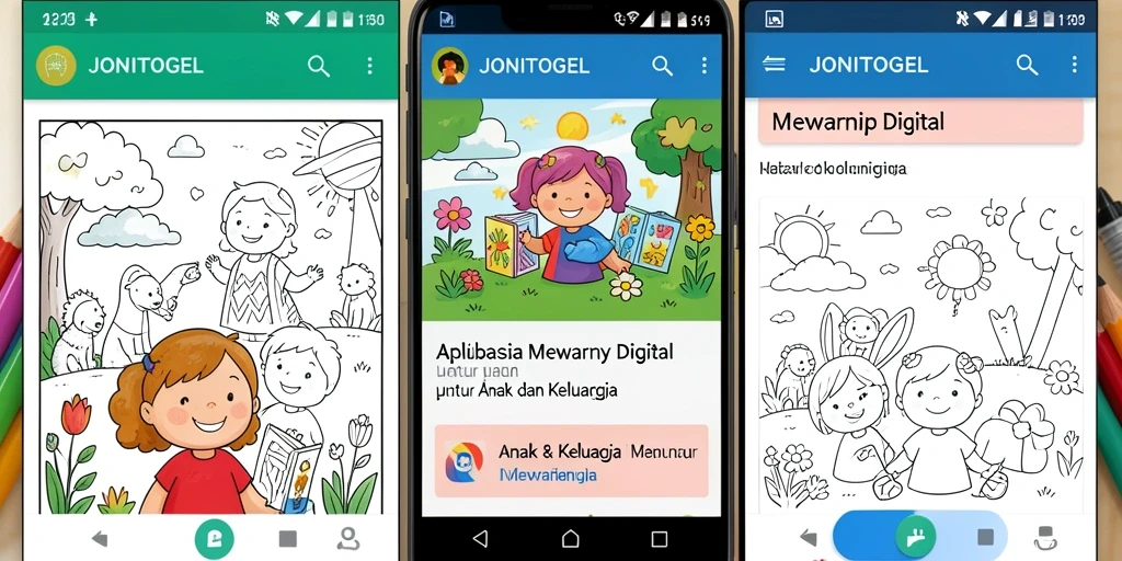 Antarmuka aplikasi JONITOGEL untuk aktivitas mewarnai yang interaktif.