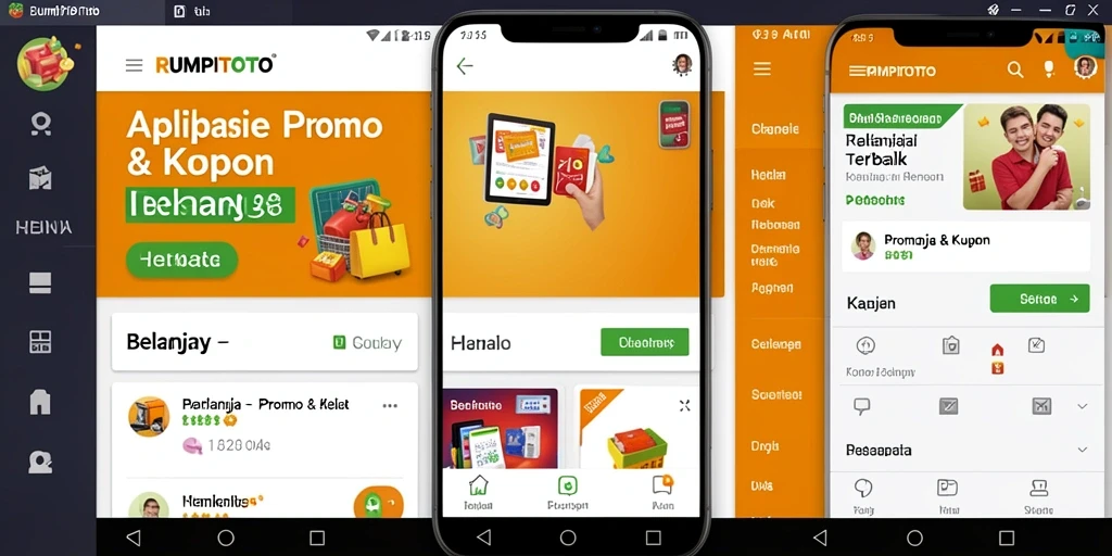Antarmuka pengguna RUMPITOTO menampilkan beragam kupon dan promo menarik.