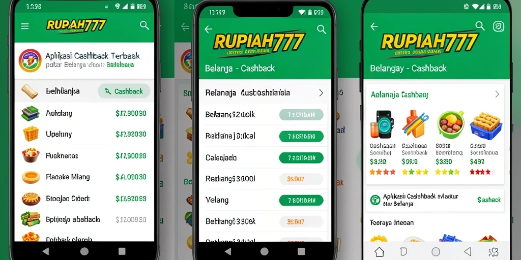 Antarmuka aplikasi RUPIAH777 dengan fungsi Cashback yang menarik.
