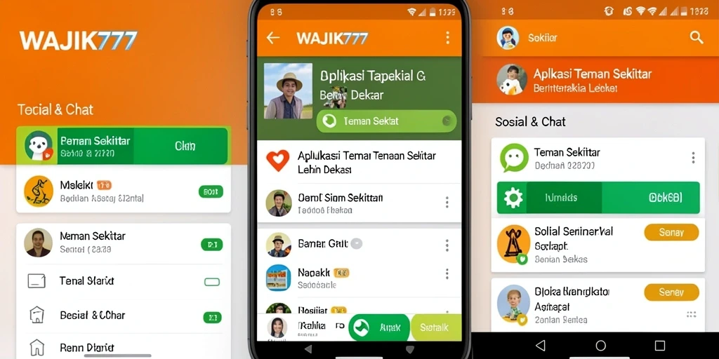 Tampilan antarmuka WAJIK777 untuk menemukan teman sekitar.